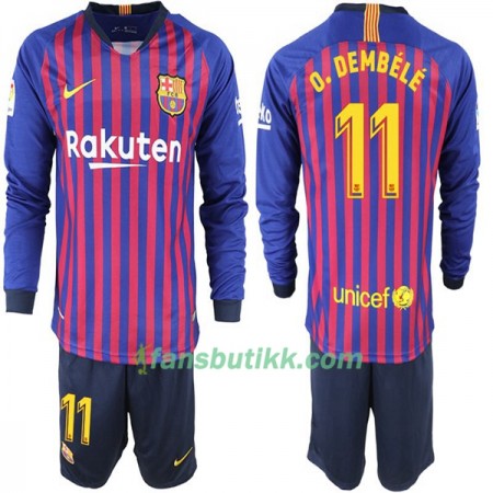 Fotballdrakt FC Barcelona O. Dembele 11 Barn Hjemmetrøye 2018-2019 Langermet